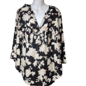Torrid Harper Floral Print Blouse Top Roll Tab Sleeve Women's Plus Size 1X